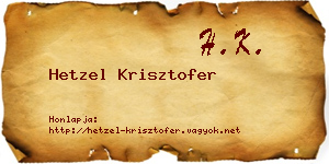 Hetzel Krisztofer névjegykártya